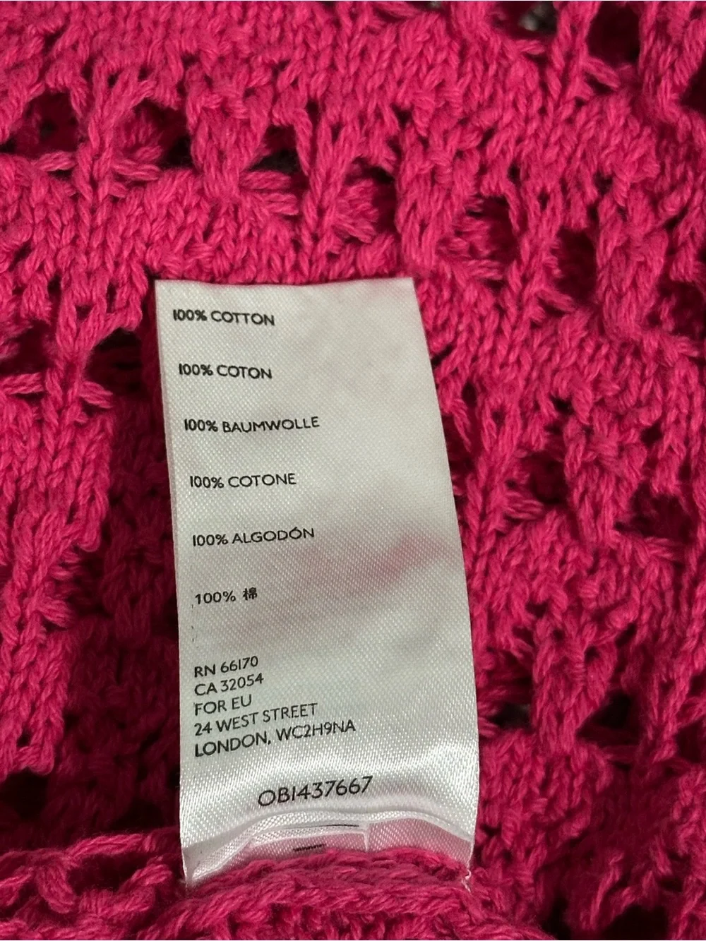 Free People Beach Hot Pink Knit Crochet Tie Back Sweater Boho Coastal Top